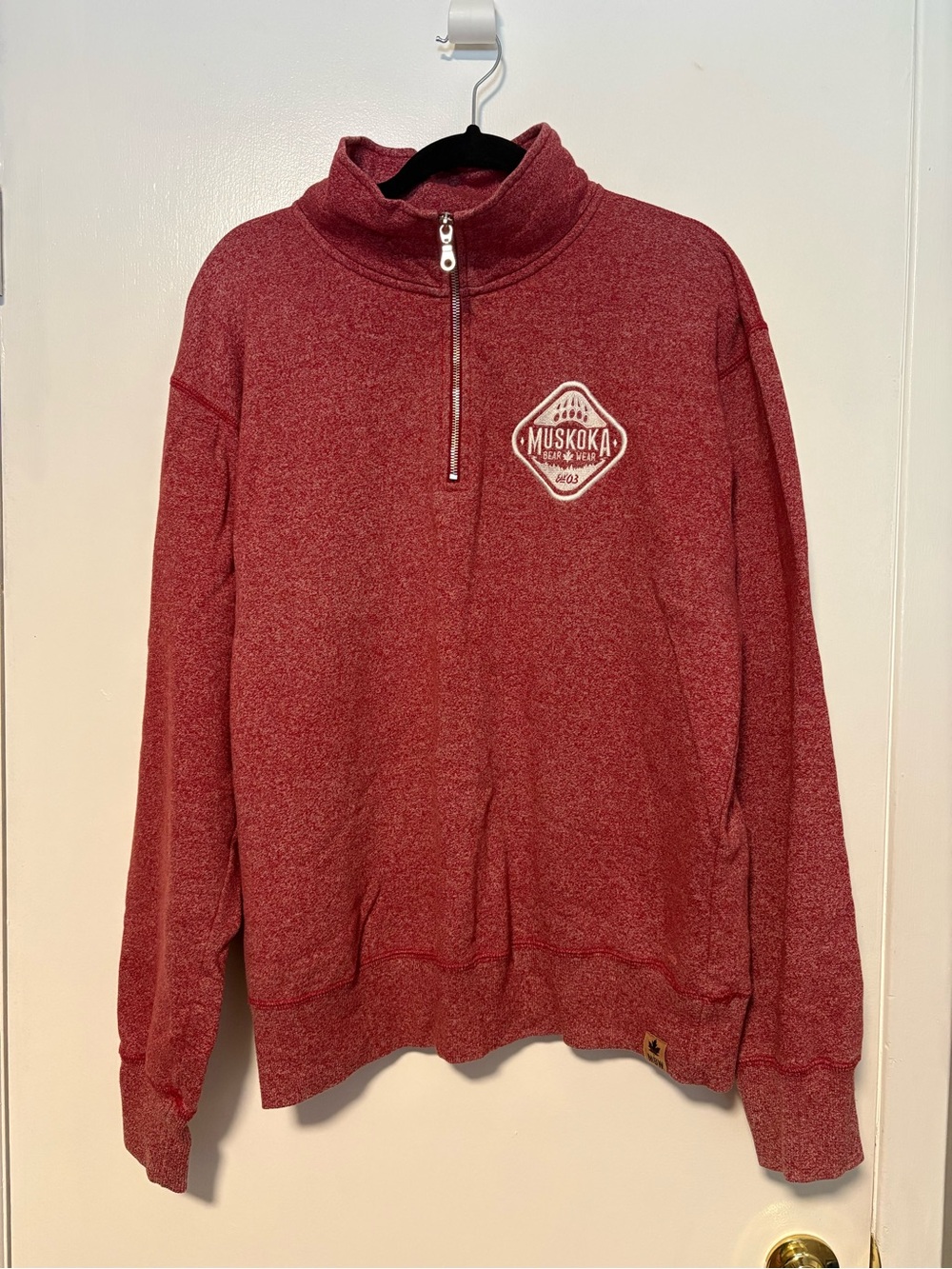 Red Muskoka Bear Wear Quarter-Zip Pullover Sweater